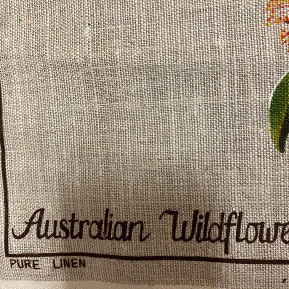 “Australian Wildflowers” Kitchen Tea Dish Towel ~Pure Linen, HandPrinted EUC - Picture 6 of 10